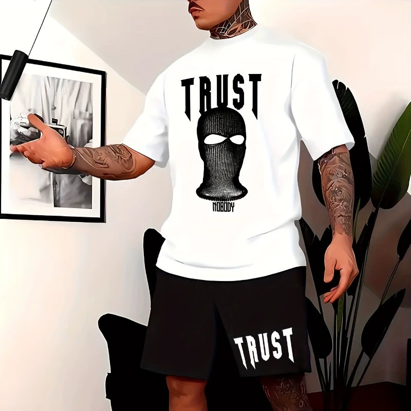 2025 модная летняя мужская спортивная мода с короткими рукавами, футболка, шорты с 3D-принтом в стиле хип-хоп, европейский и американский стиль, комплект из 2 предметов