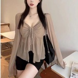 Chubby Girls Large Size French Style Pure Desire Hot Girl Slim-fit Long-sleeved T-shirt Early Autumn Fat High-end Irregular Shirt