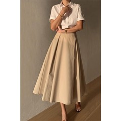 女性用の高級ロングスカート、春と秋の新しいスタイル、ハイウエスト通勤アンブレラスカート、小柄な気質、カジュアルなAラインスーツスカート