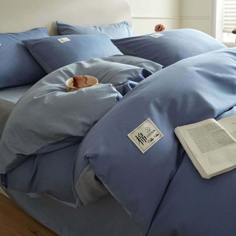 Color sólido simple cama de cuatro piezas de algodón puro algodón grado madre y bebé puede dormir desnudo sábanas de cama Kits al por mayor