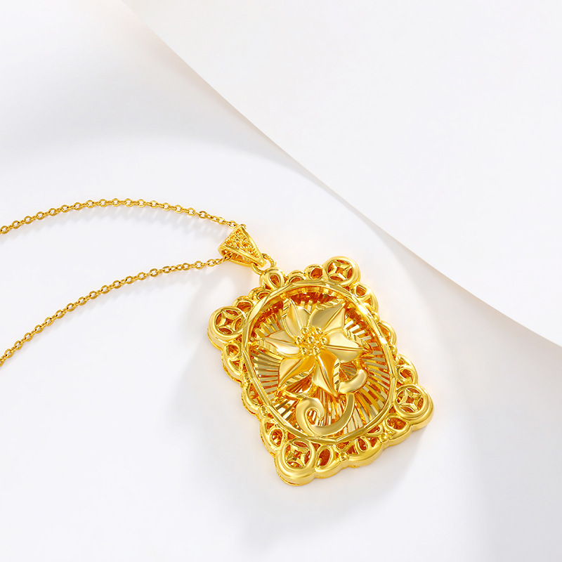 Aleación Xuping otoño y invierno galvanizado cuadrado colgante colgante estilo retro colgante de flores colgante joyería al por mayor mujeres
