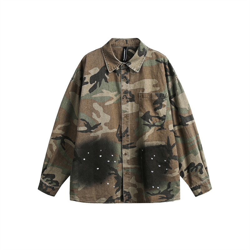 Spring Japanese retro camouflage shirt for men and women