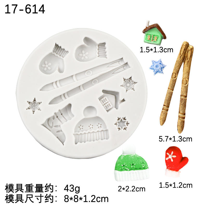 Invierno copo de nieve guantes sombrero silicona molde DIY regalo Navidad muñeco chocolate decoración la torta