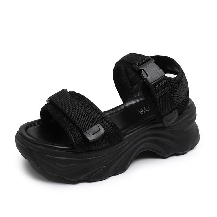 Sandalias deportivas de suela gruesa para mujeres 2026 verano nuevo velcro dedos abiertos de moda muffins zapatos anti-deslizantes