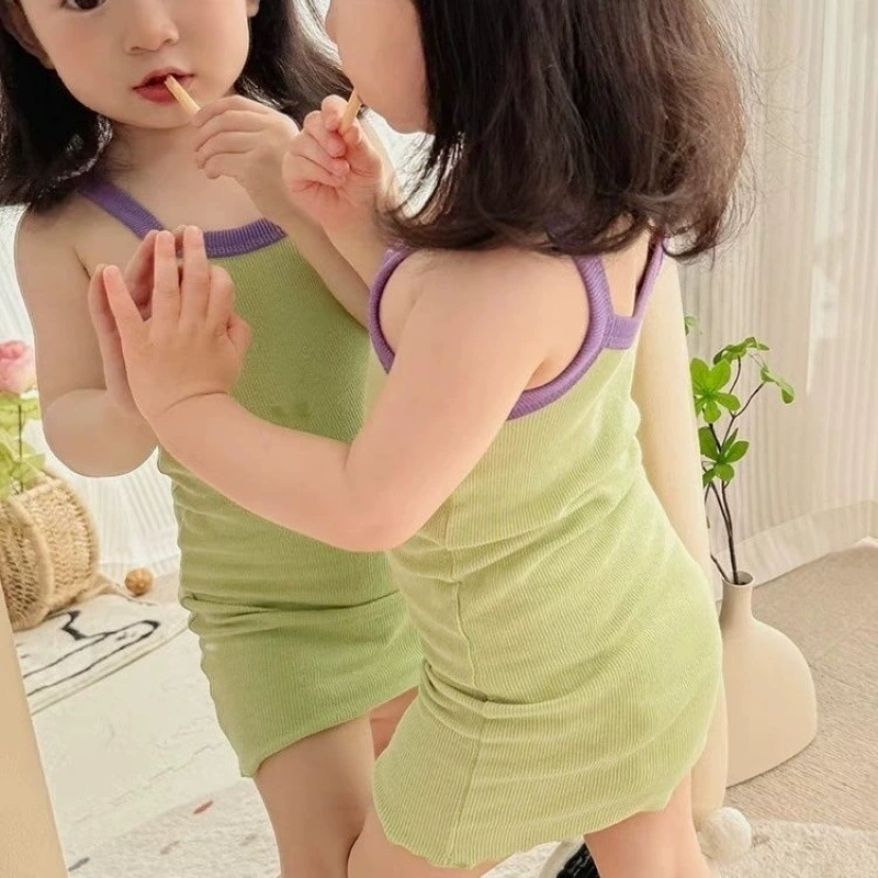 Ночная рубашка для девочек, летнее платье принцессы из ледяного шелка, детские тонкие пижамы из ледяного шелка, юбка на подтяжках для маленьких девочек, домашняя одежда