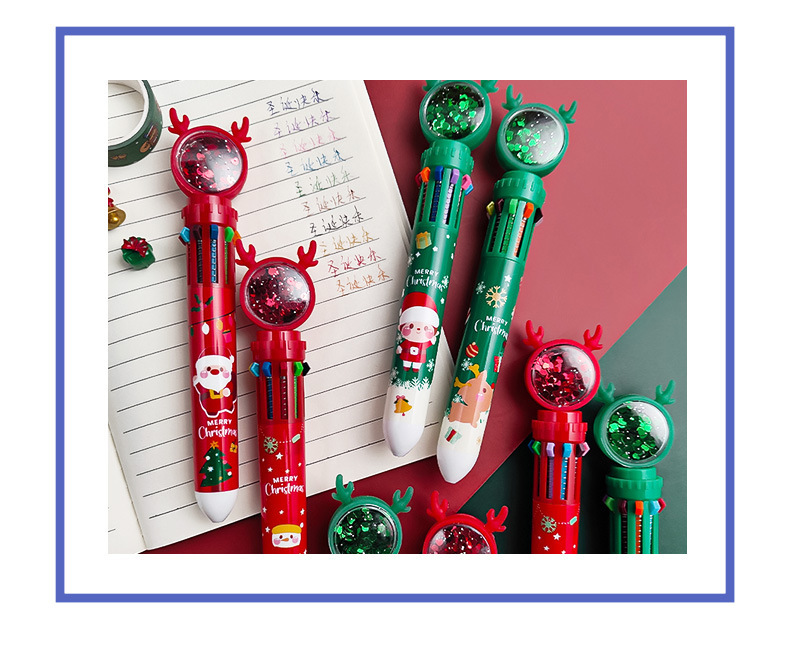 Multi-bolígrafo Creativo De 10 Colores Para Estudiante De Navidad display picture 1