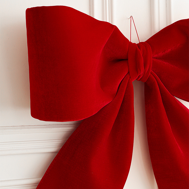 Tela de terciopelo rojo coreano super grande arco de Navidad para aumentar los colgantes de Navidad colgantes de árbol de Navidad escena de celebración