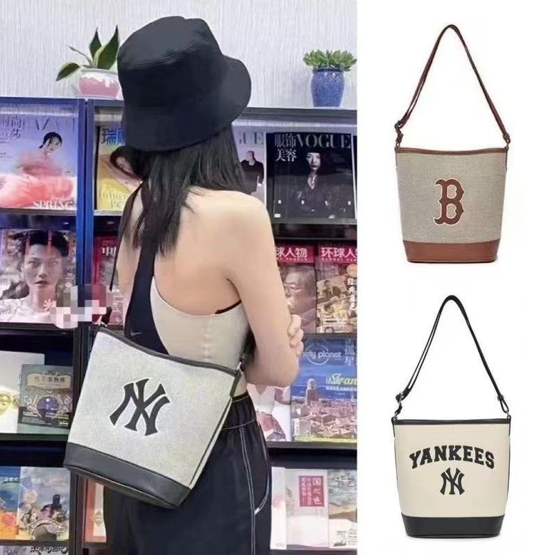 South Korea MLB Bucket Bag Classic Embroidered Shoulder Crossbody Bag Fashion Brand College Commuter Mummy Commuter All-match Lightweight