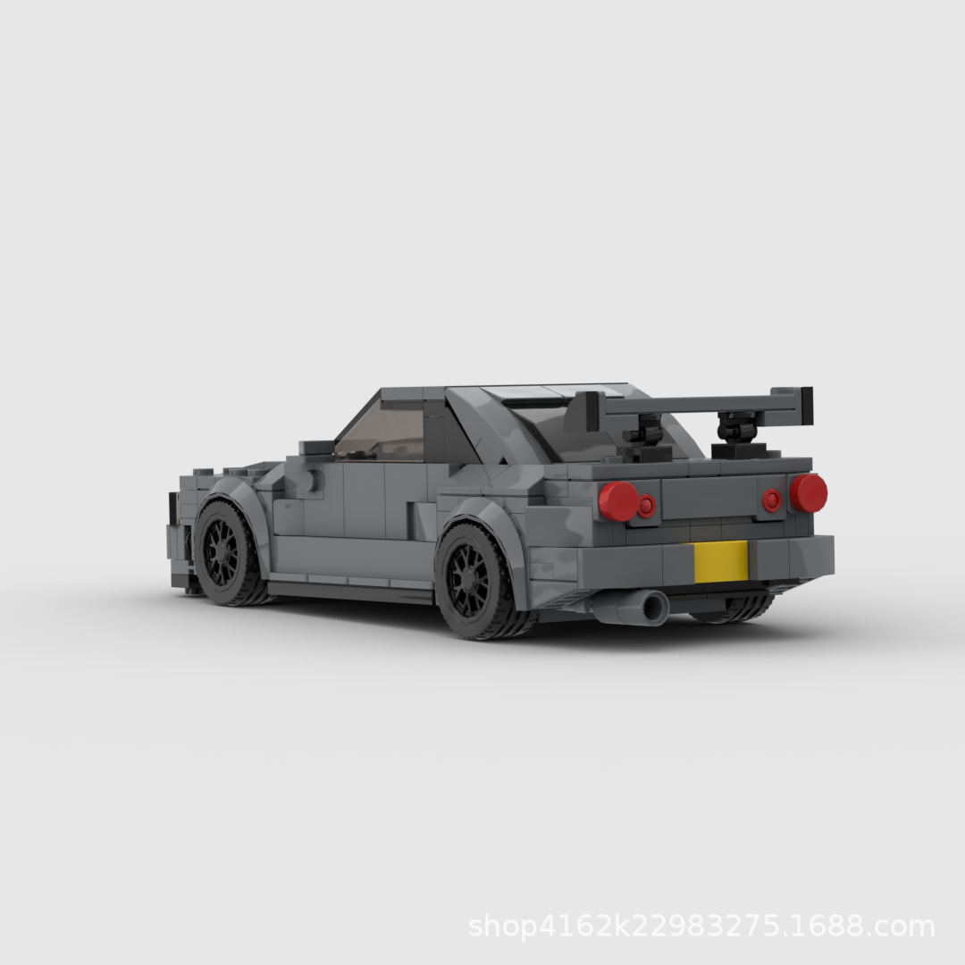 Transfronterizo MOC-130992 Nissan Skyline GT-R (R34) compatible con bloques de construcción Lego vehículo montado Juguetes