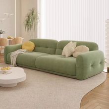 北欧复古沙发意大利绒布法式绿色客厅小户型模块直排三人吐司沙发