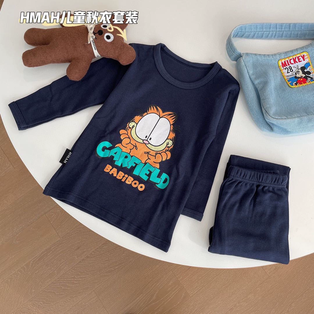 Children's Cotton Thermal Pajama Set, Unisex Autumn Sleepwear, Split‑Type Warm, 100–150 cm