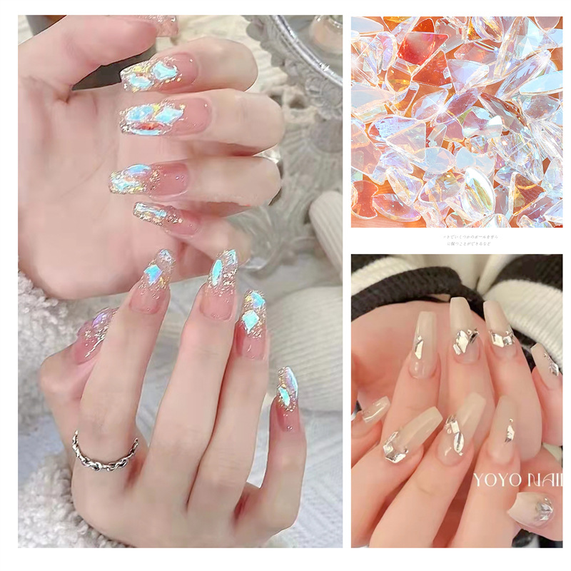 Mezclado 100 accesorios de uñas Aurora Phantom diamante especial en forma de pegatinas de diamantes llenos Nueva York tormenta brillante Negro uñas Fondo caliente diamante