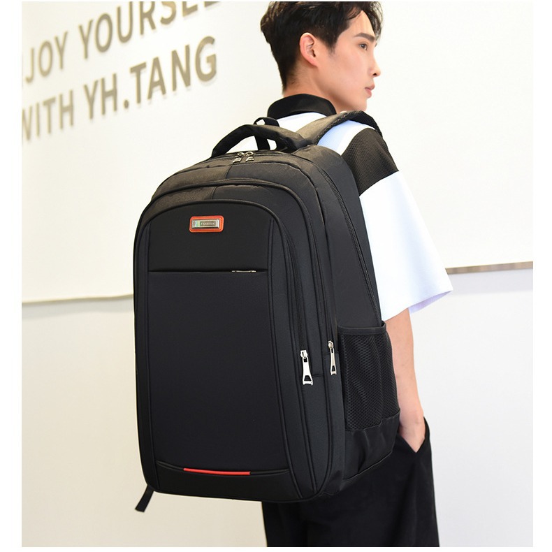 LOGO impresa mochila de hombro de gran capacidad hombre negro resistente al desgaste resistente al agua viaje de negocios mochila al por mayor