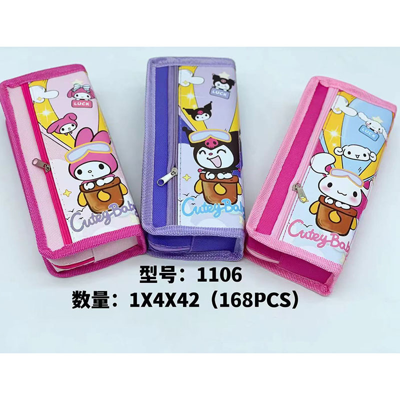 Caja de lápiz creativa caja de papelería de dibujos animados caja de lápiz de arena movediza de aceite de PVC estudiante de gran capacidad bolsa de lápiz al por mayor