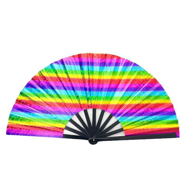 Abanico Láser de 8 Pulgadas, Abanico Plegable Láser Colorido, Abanico con Sonido para Actuaciones Estudiantiles, Abanico de Kung Fu, Abanico Plegable Fácil de Abrir y Cerrar, Venta al por Mayor