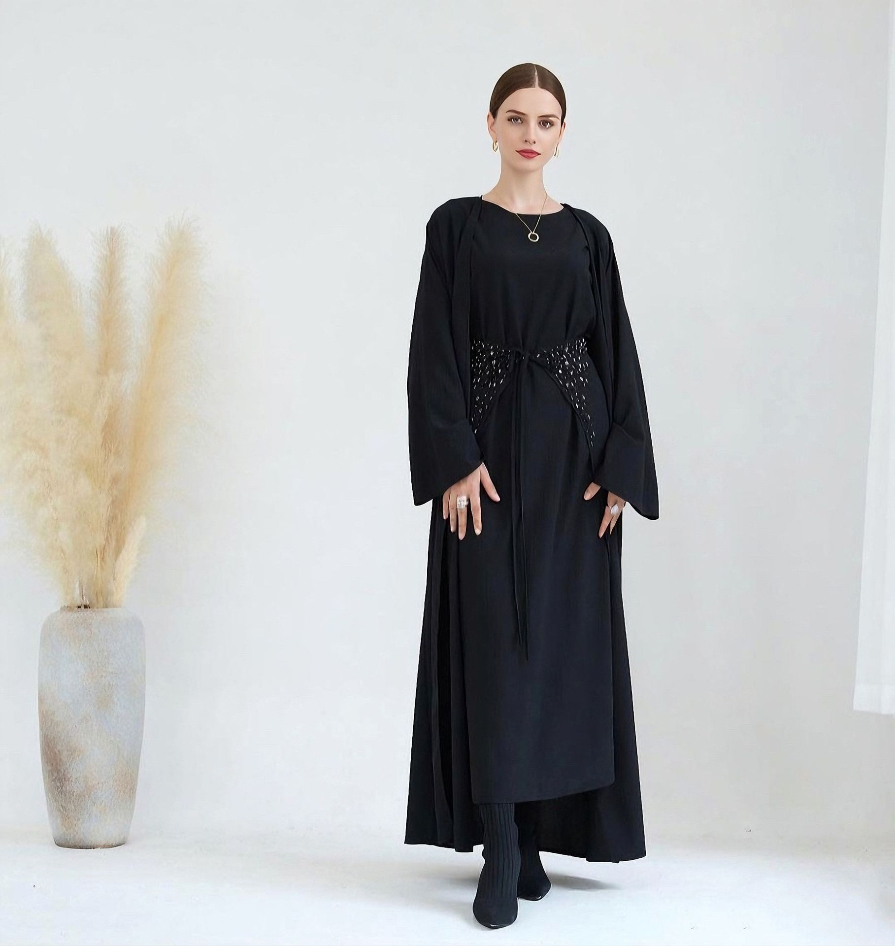 2025 Muslim Solid Color Dress Suit LR464_voghion.com