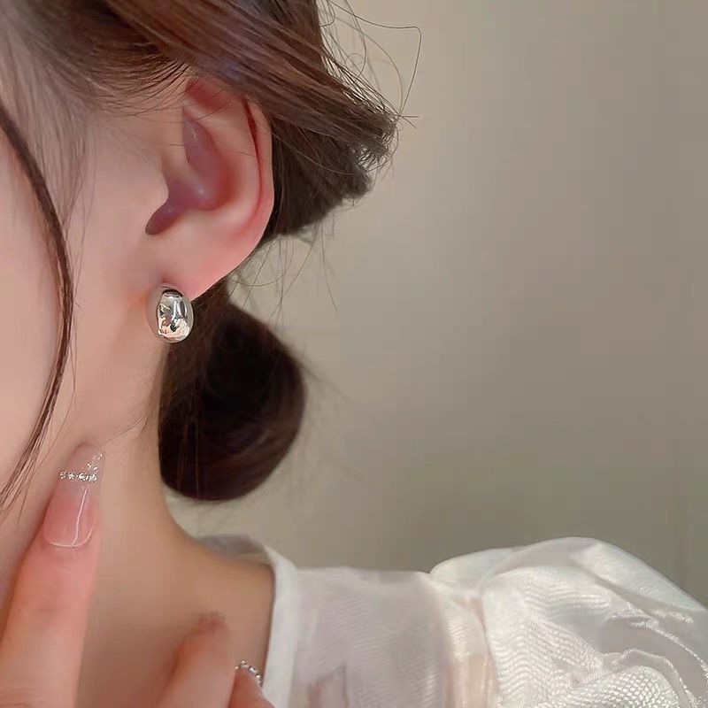 新しいメタルビーンイヤリング卸売insイヤリング新しいトレンディなハイエンドシンプルな紙イヤリング女性卸売|undefined