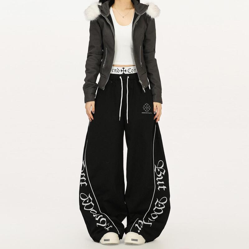American Gothic Double-Ended Waist Scimitar Cargo Pants for Women Street Loose Wide-Leg Floor-Length Casual Pants Sports Pants