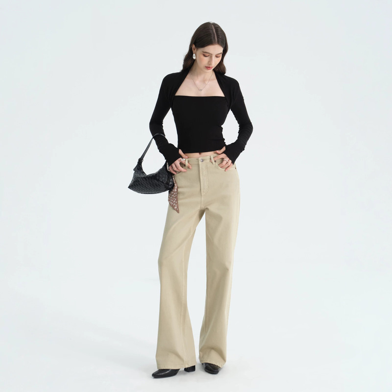 MBB high-end micro-elastic flared jeans for women, autumn and winter, high-waisted, coffee color, butt-lifting, slimming, commuter, washed flared pants MBB high-end micro-elastic flared jeans for women, autumn and winter, high-waisted, coffee color, butt-lifting, slimming, commuter, washed flared pants