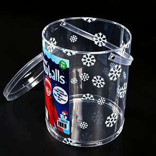 PVC圆筒圣诞雪球包装桶 卷边圆筒圣诞球礼品塑料包装筒可印刷定制