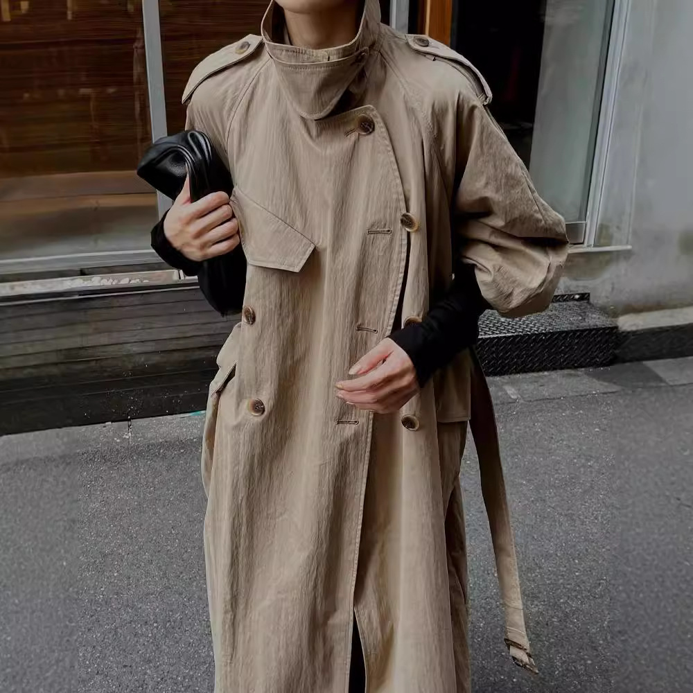 乾鶴日系秋冬ファッションの怠惰な雰囲気感郭形風衣がゆったりしていて、シンプルで痩せています。