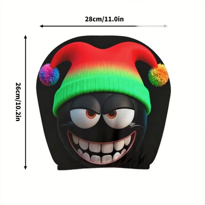 Hat-Wearing Expressions, Elastic, Stain-Resistant, Durable, Universal seat cover - 10-double-sided-printing-1pc-26cm28cm
