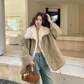 工装百搭新款冬季派克服女秋季高级卡其酷飒风毛毛外套感2025