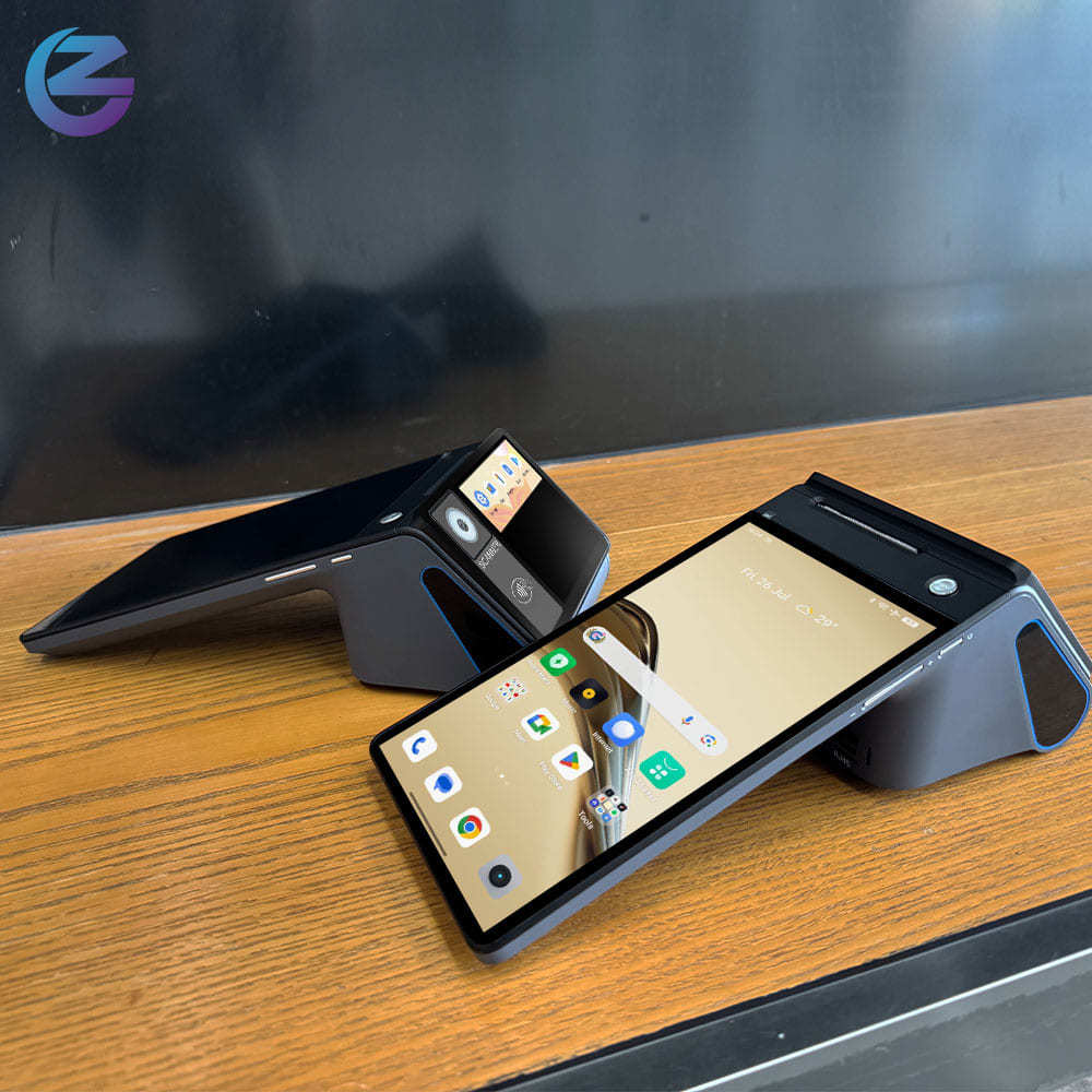 Cajero registrador de doble pantalla Z108 etiqueta térmica doble impresión escaneo de código deslizante de tarjeta cajero en todo uno