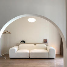 北欧布艺现代简约小户型客厅ins公寓科技布模块豆腐块奶油色沙发
