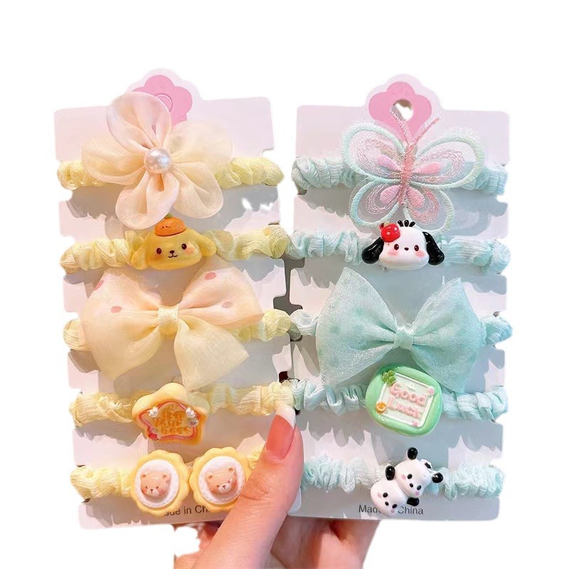 KULOMI niños estudiantes de banda de goma Sanliogou conjunto de anillo de cabello para niñas pequeñas no lastimar el cabello buena banda de goma para niñas