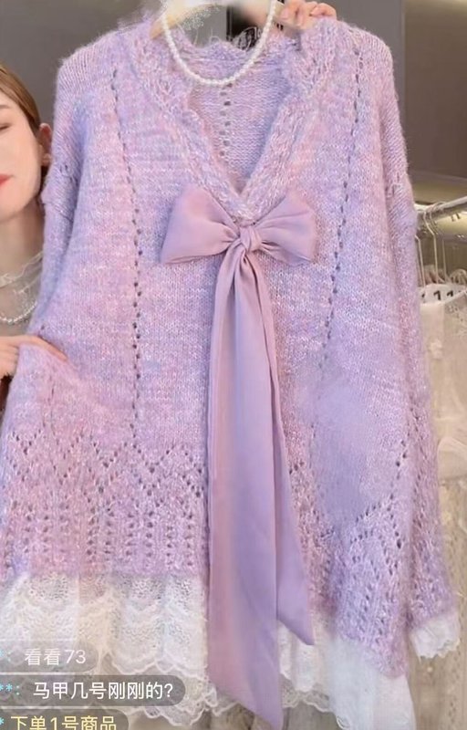 2025秋冬季针织衫韩版时尚宽松甜美风长袖毛衣蝴蝶结套头女装上衣|undefined