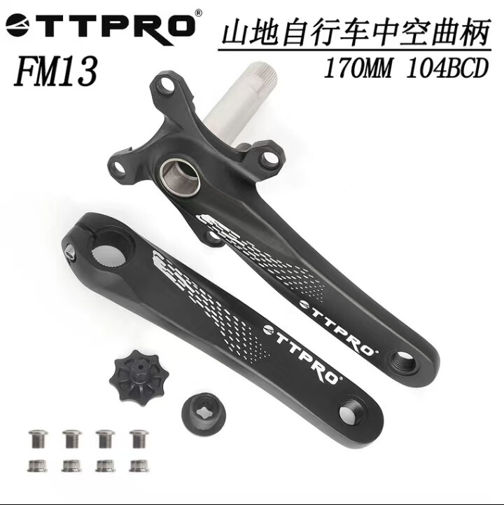 Ttpro Mountain Bike Hollow Crank Aluminum Alloy Hollow Crank 104Bcd Crank Set Lightweight