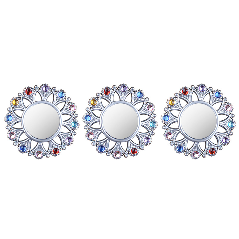 Espejo decorativo moderno anticuado de plástico, marco hueco tridimensional, espejo de pared retro para hogar/sala