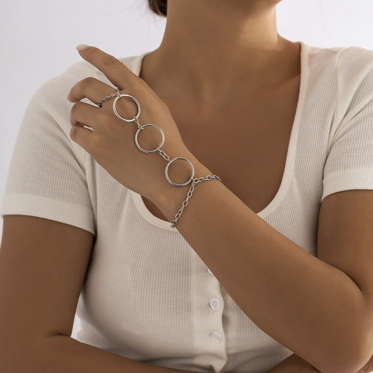 Fashion Geometric Round Hollow Simple Punk Metal Bracelet