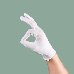 Processing Customized Thickening Cotton Gloves Etiquette Play Operation White Cotton Glores Labor Insurance Pan Beads Sweat Cloth White Gloves