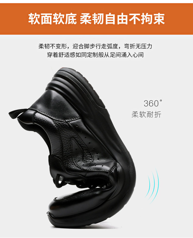 Giày lười nam da bò thật mũi tròn, đế PU chống trượt, gót thấp 1–3 cm — D8706 Đen chi tiết 6