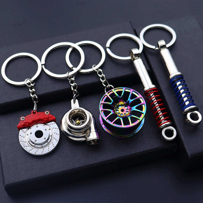 Car modification keychain turbocharged gear head shock absorber brake disc engine piston rotor keychain