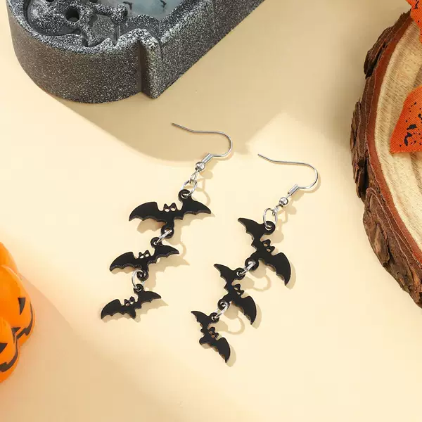 Cross-Border European and American Halloween Bat Earrings, Fashionable, Simple, Unique, Quirky Bat Acrylic Earrings