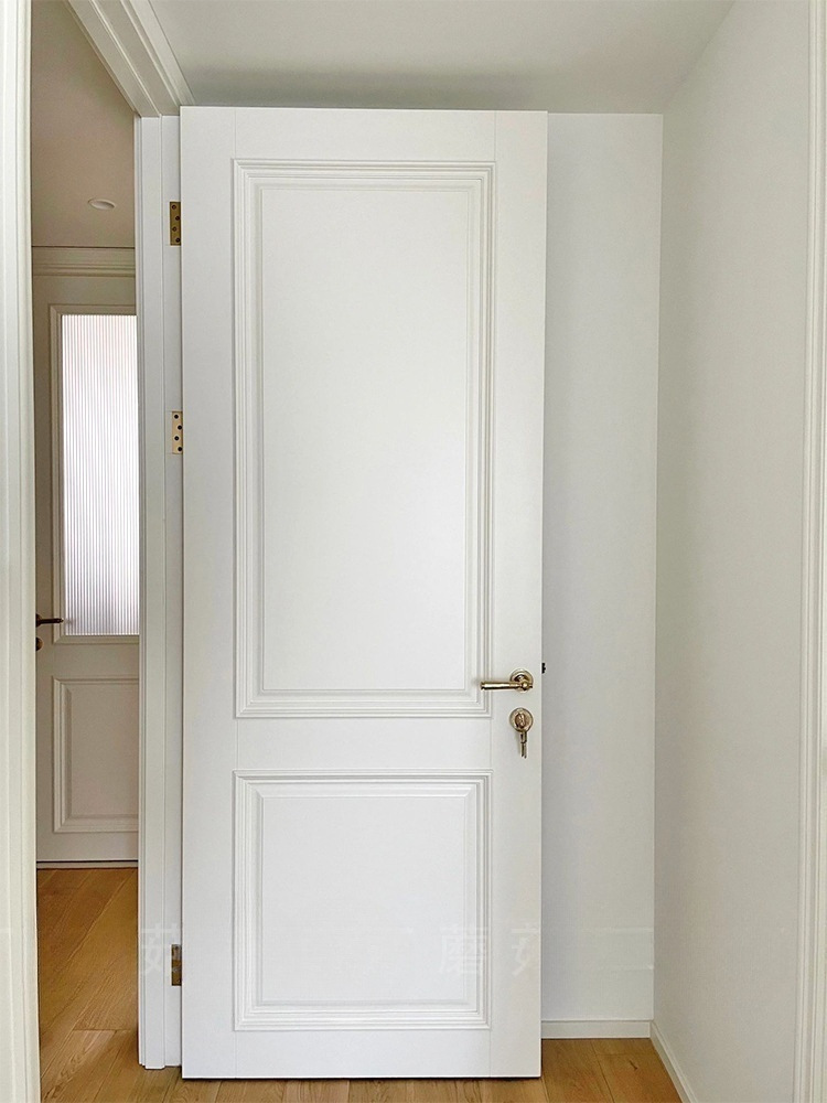 美式轻奢奶油风实木门烤漆房门卧室门小法式室内门套装门干净可订
