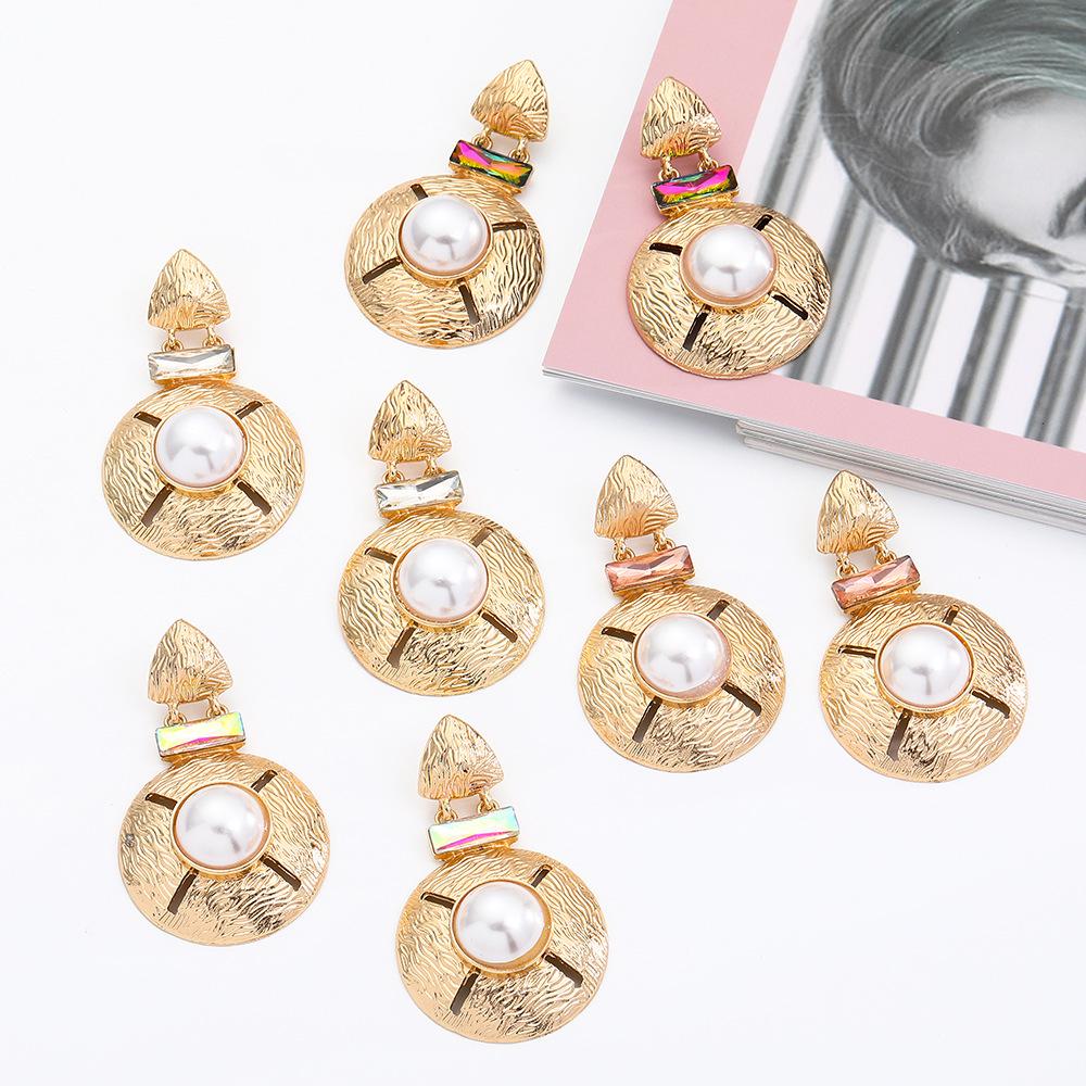 Fashion summer geometric round alloy earrings