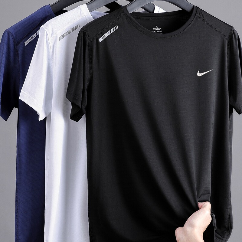 Brand Ice Silk Sports Short-Sleeved T-Shirt Men's Summer Thin Fitness Breathable Sports Bodysuit Quick-Drying T-Shirt Brand Ice Silk Sports Short-Sleeved T-Shirt Men's Summer Thin Fitness Breathable Sports Bodysuit Quick-Drying T-Shirt