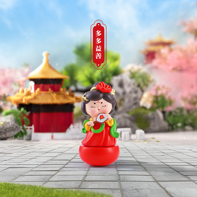 新款国风古典唐宫赋不倒翁小姐姐小号摆件创意桌面摆件送朋友礼物|undefined