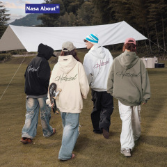 NASA 新しいヘビーレター刺繍フード付きスウェットシャツカップル春、秋、冬アメリカのハイストリートルーズカジュアルスウェットシャツ