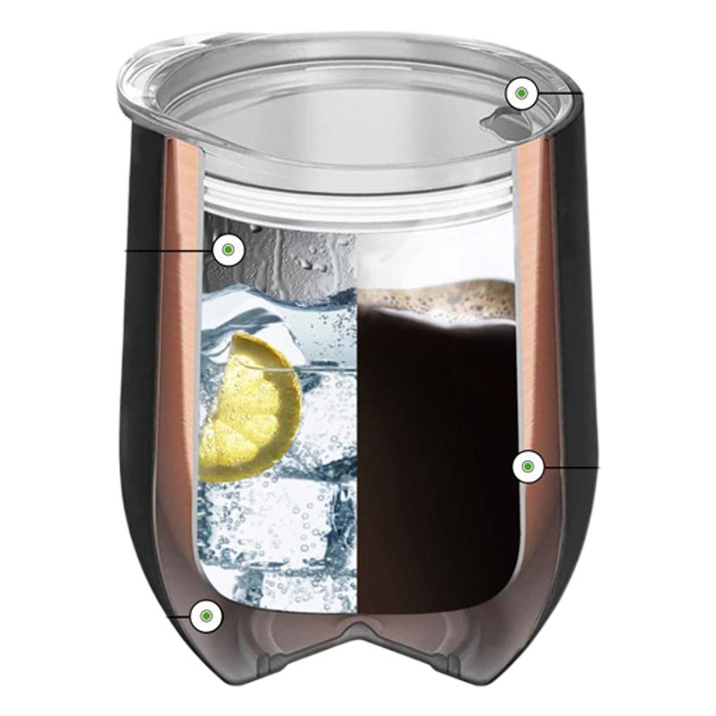 Copa de cáscara de huevo de suministro directo transfronterizo 304 de acero inoxidable de doble capa 12oz de plástico rociado taza de huevo aislado de café tinto copa de vino al por mayor