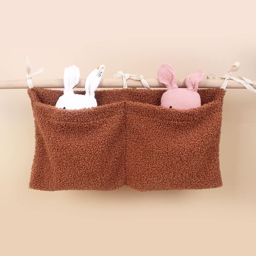 Winter and Spring Newborn Baby Bedside Teddy Fleece Storage Bag with Dual Pockets Baby Stroller Hanging Bag Milk Bottle Toy Storage Bag