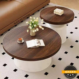 中古风实木茶几侘寂风法式复古家用客厅小户型设计师高级感茶台桌