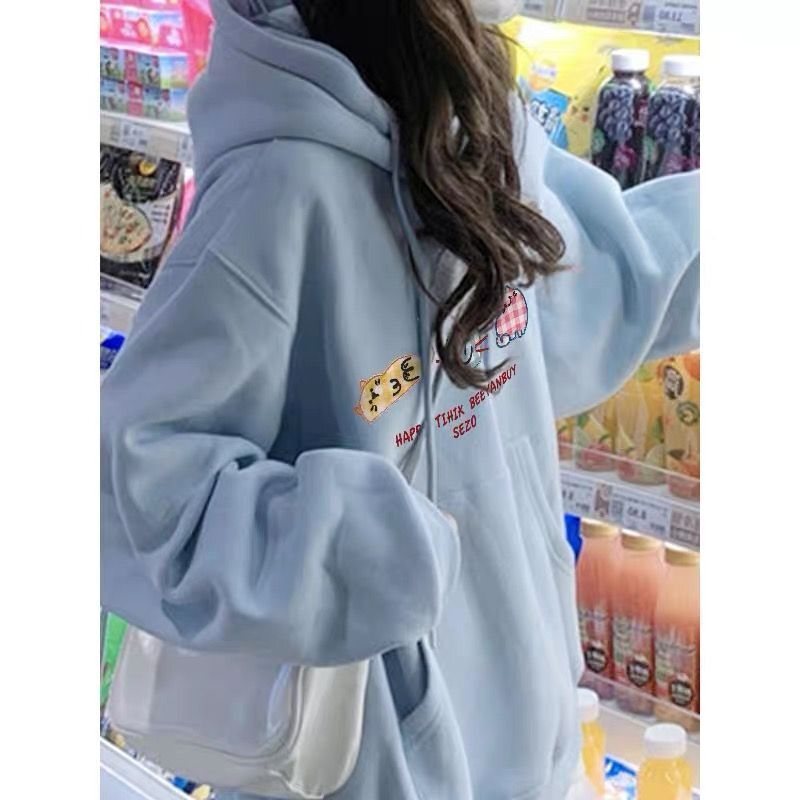 Korean-style fashion with fun cat print hooded sweatshirt for women, new design for autumn and winter 2025, trendy niche top Korean-style fashion with fun cat print hooded sweatshirt for women, new design for autumn and winter 2025, trendy niche top