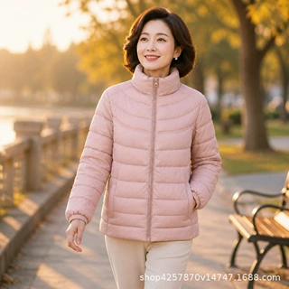 秋冬女士立领轻薄棉服短款弧形衍缝轻便棉衣女装通勤外套现货批发