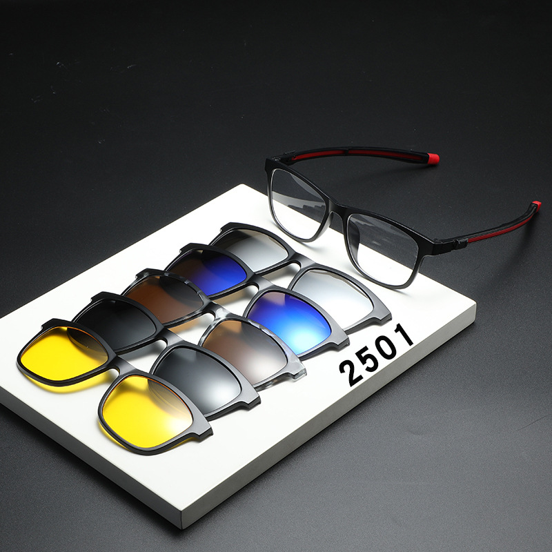 Sports glasses sunglasses men's riding telescopic leg TR frame magnetic clip polarized sunglasses women's spot wholesale 2501