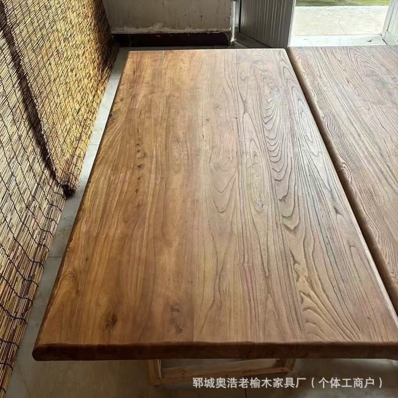 Vintage Old Elm Wood Door Panel Desktop Log Large Board Wood Board Desktop Bay Window Bar Plate Weathered Dining Table Coffee Table Table